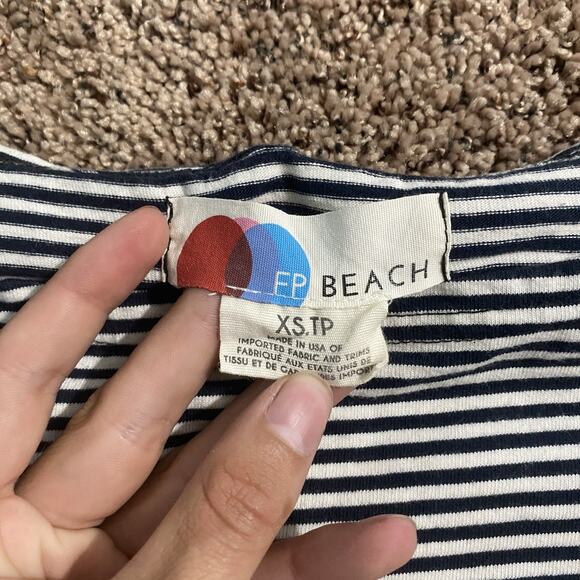 FP Beach Tunic Top Womens XS Striped Slit 3/4 Sleeve Casual Summer Boho Flowy - Picture 4 of 8